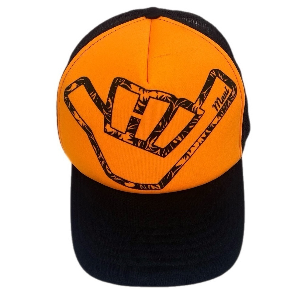 Hawaiian Headwear Kids’ Maui Shaka Orange Black Snap Back Adjustable Trucker Hat